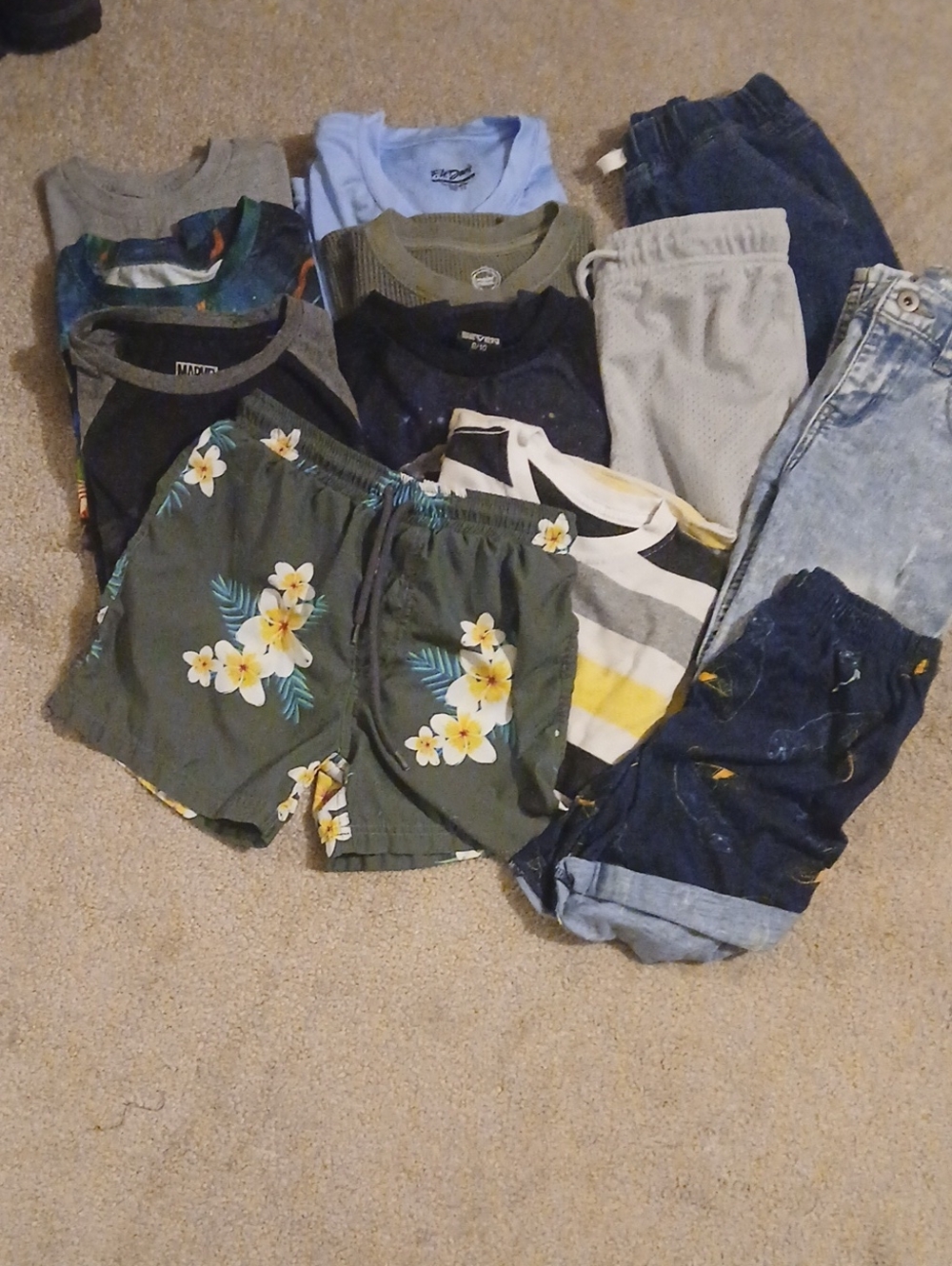 Boys 12 Piece Bundle Shorts, Shirts Swim Trunks, Distressed Jeans M8  8, 8/10 YS